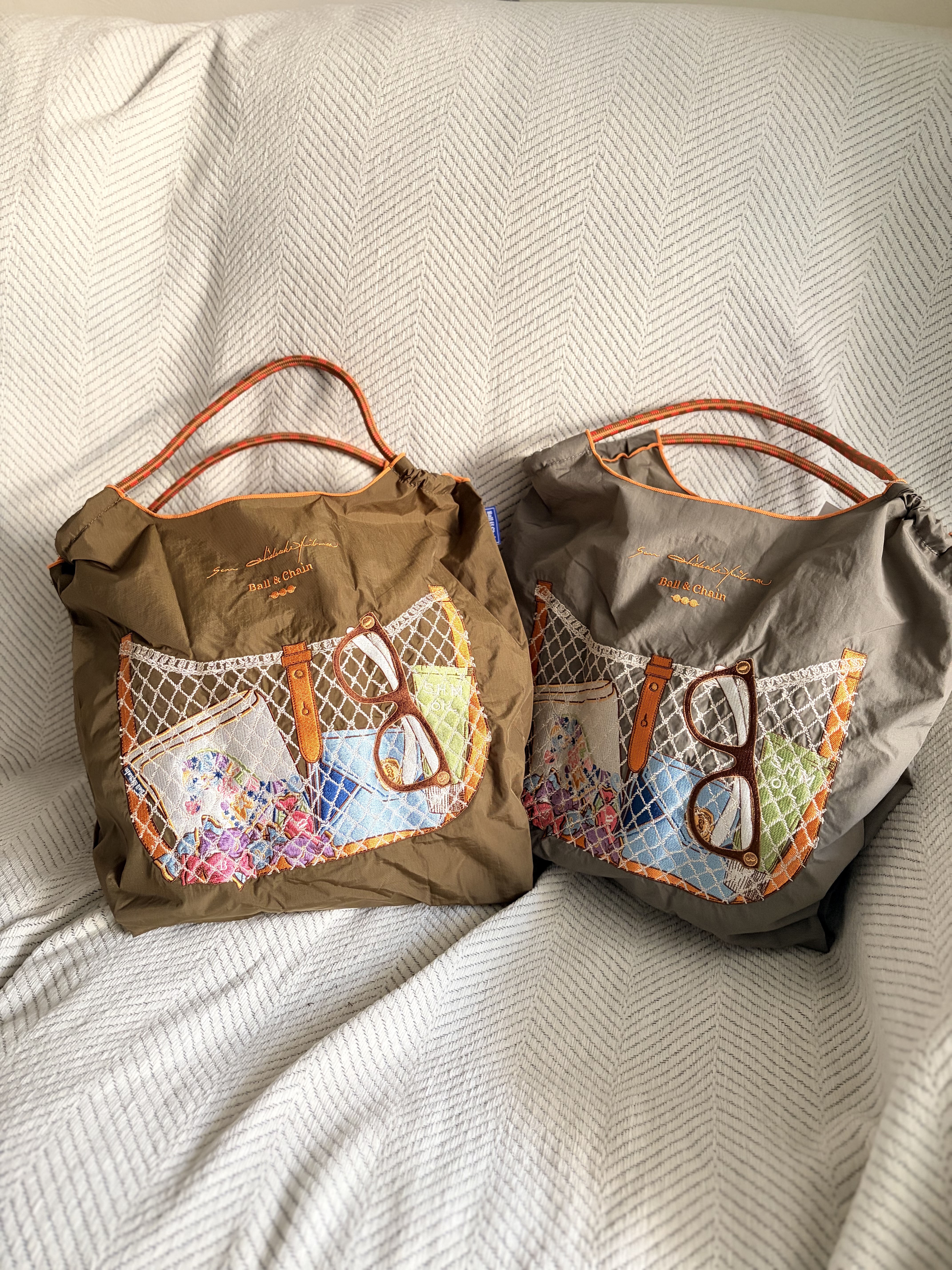 日本 Ball & Chain 眼鏡刺繡口袋托特包